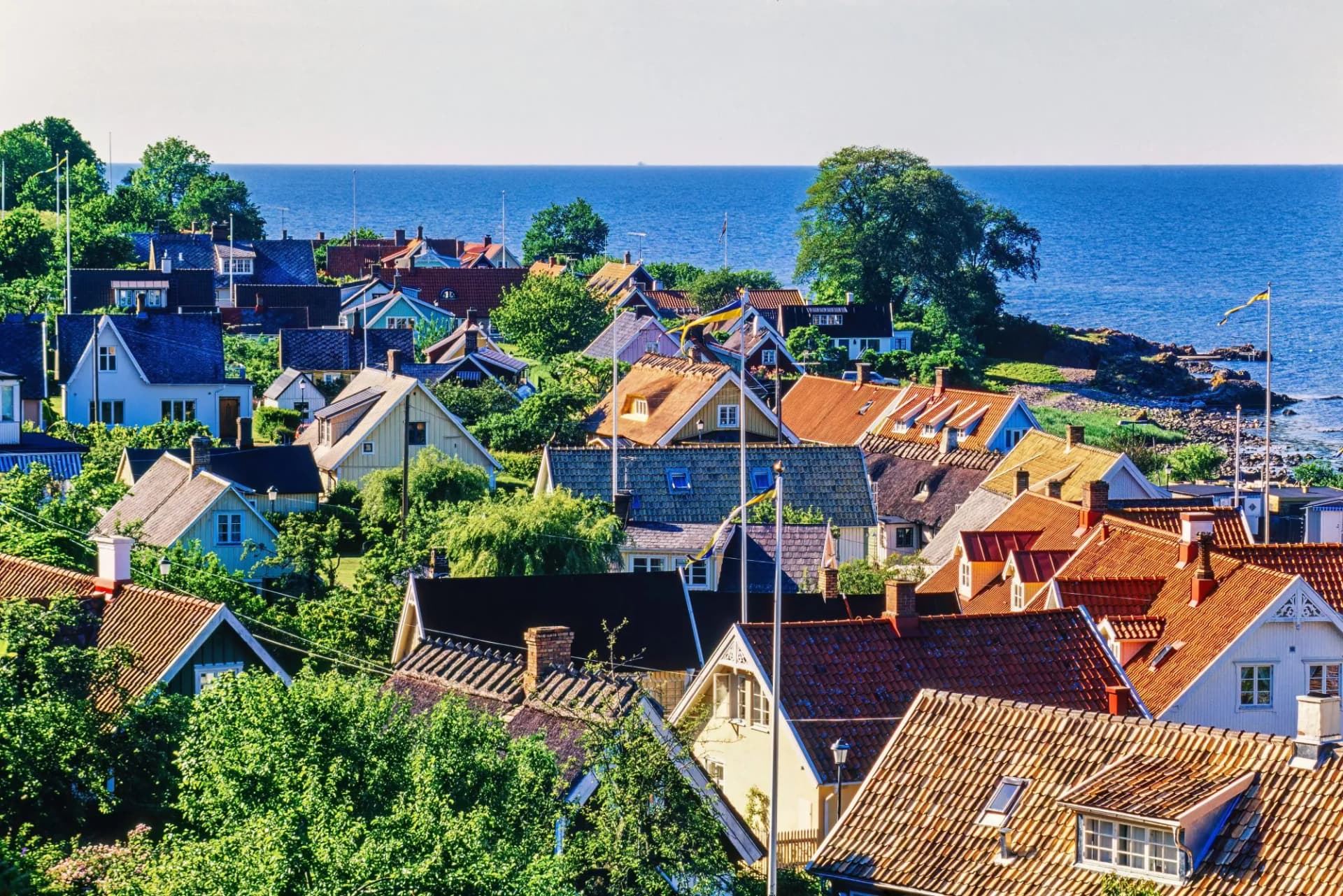 View of a residential area by the sea