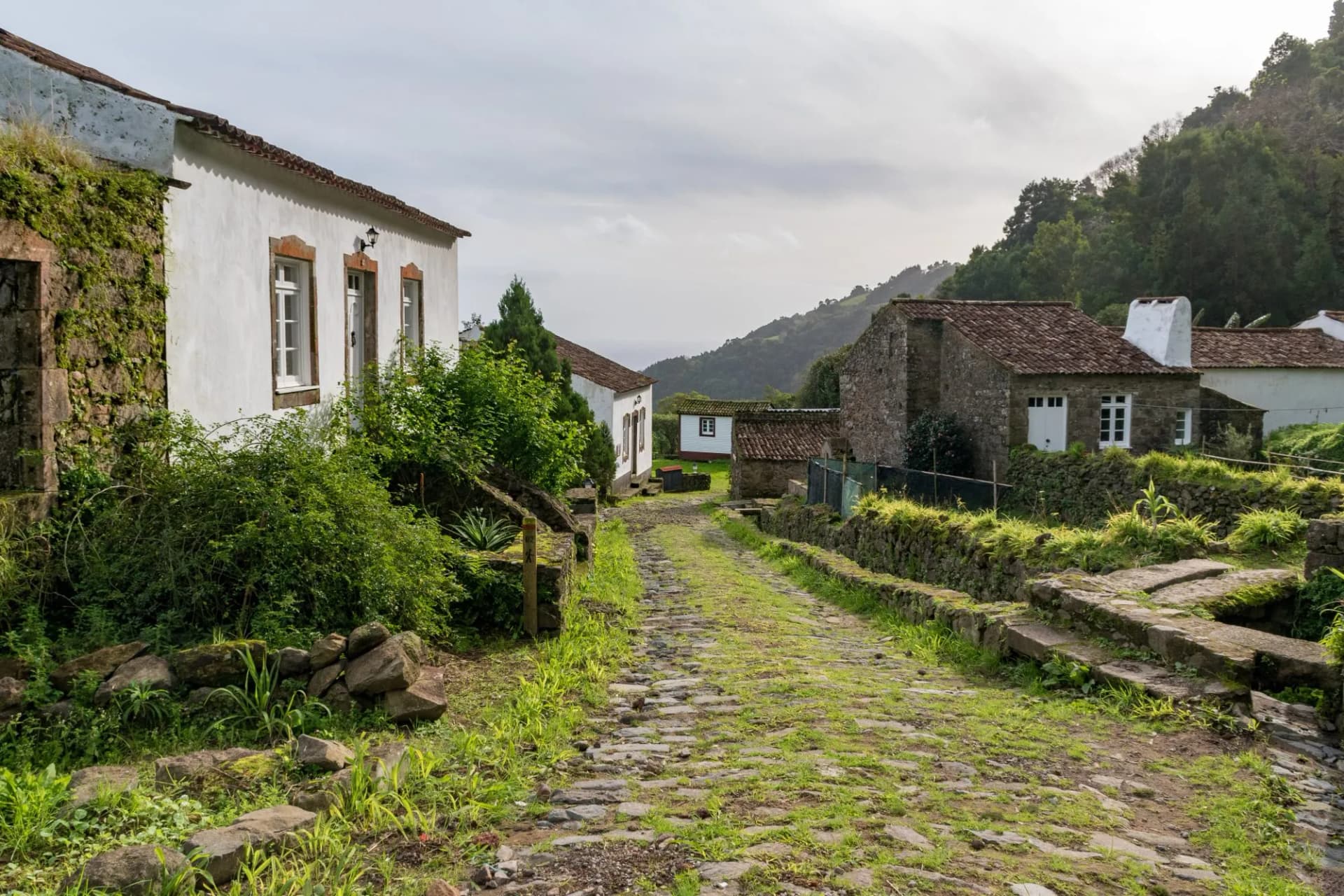 The abandoned village Sanguinho near Faial da Terra, in the eastern part of Sao Miguel island. Azores archipelago, Portugal.