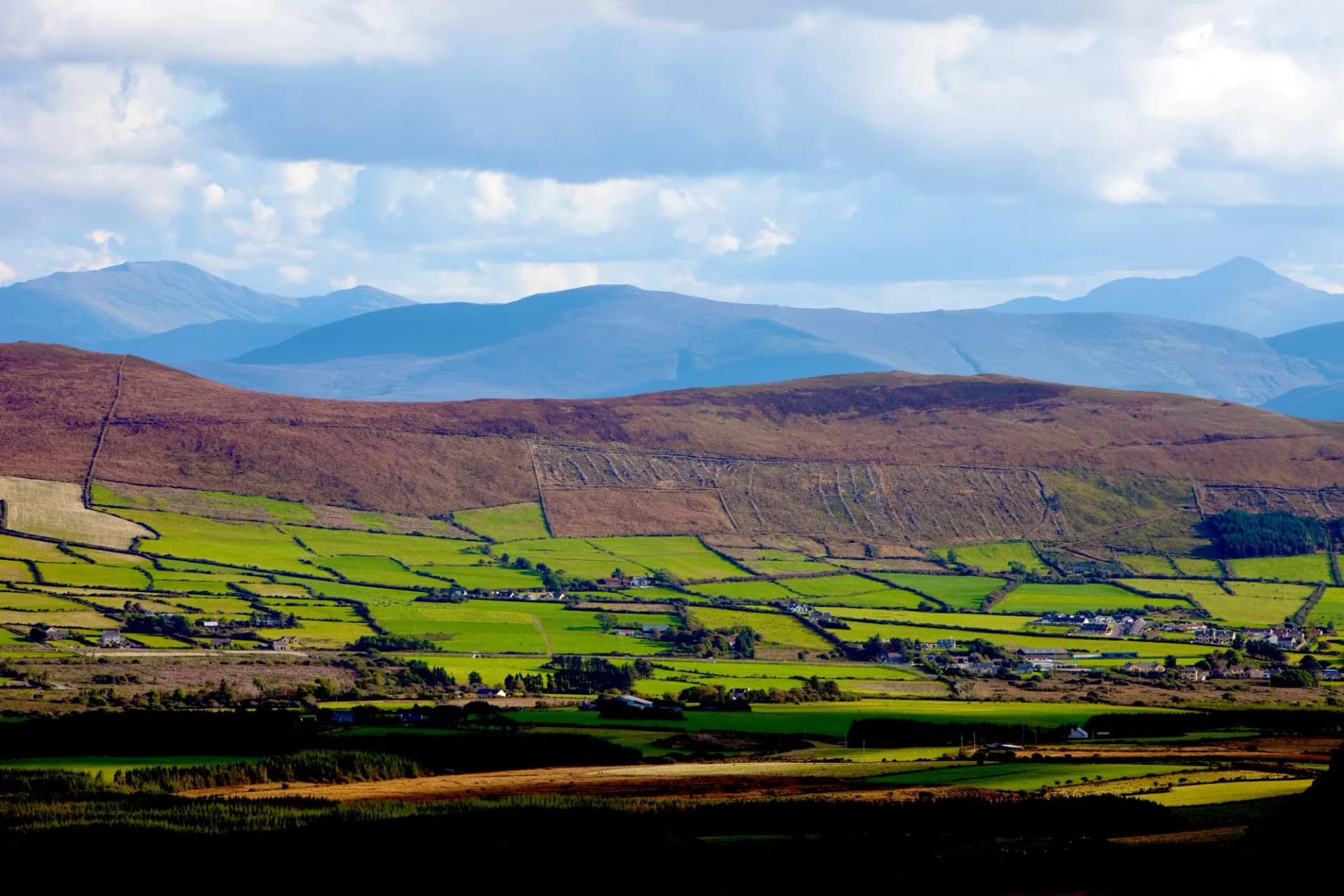 Irish landscape near Anascaul village on Dingle peninsula, county Kerry, Munster province, Ireland.