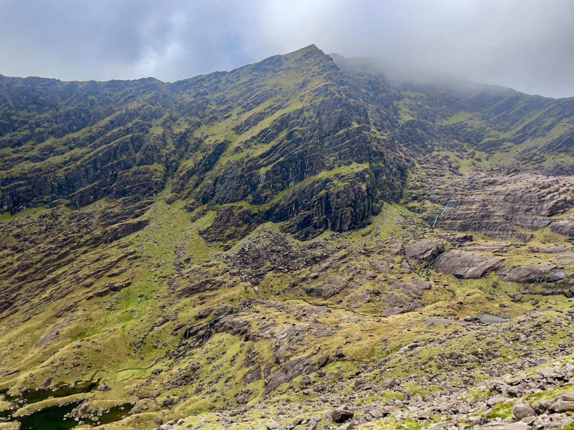 Walking route up Mount Brandon from Fafa car park, Cloghane, Dingle Peninsula, Ireland