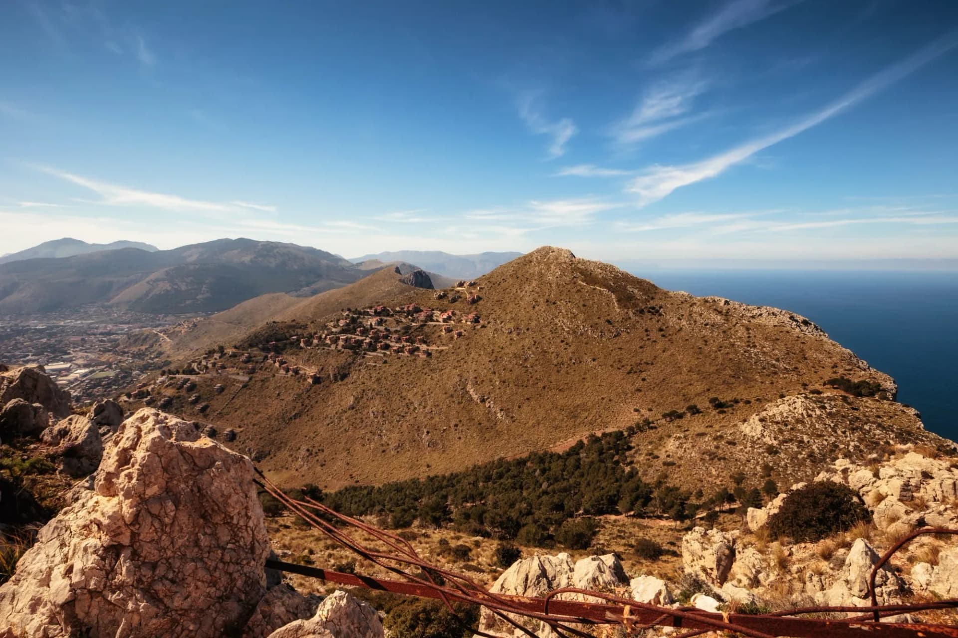 Hiking on Monte Gallo near Mondello, Palermo on Sicily in Spring
