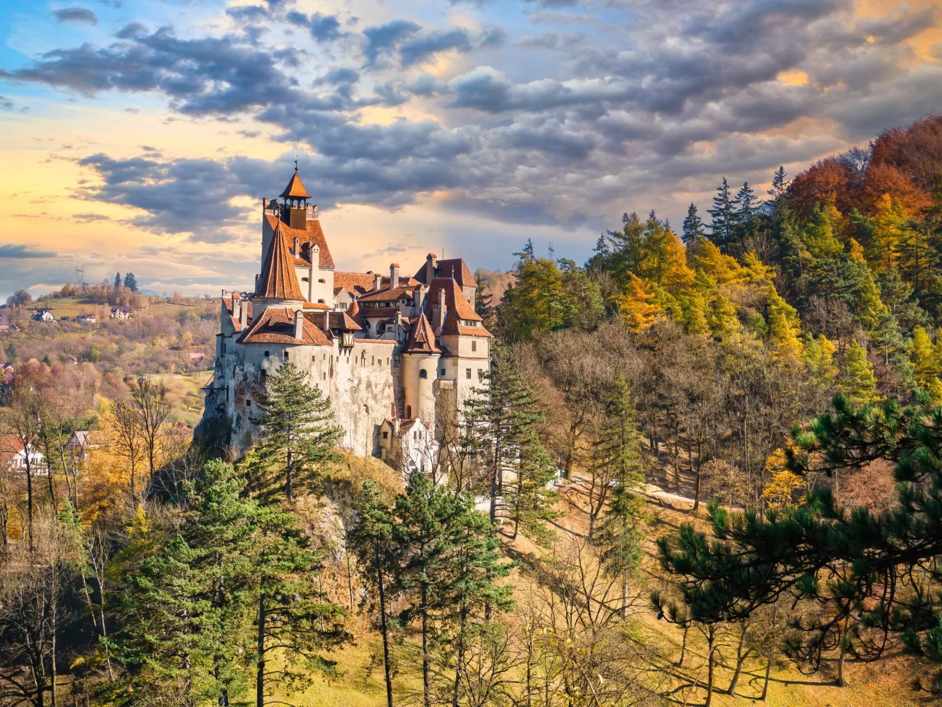 The famous medieval Bran Castle, known as Dracula Castle, in Transylvania.