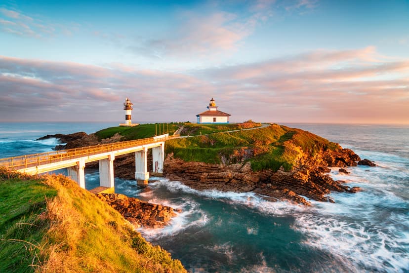 The beautiful Illa Pancha and it's lighthouse at Ribadeo