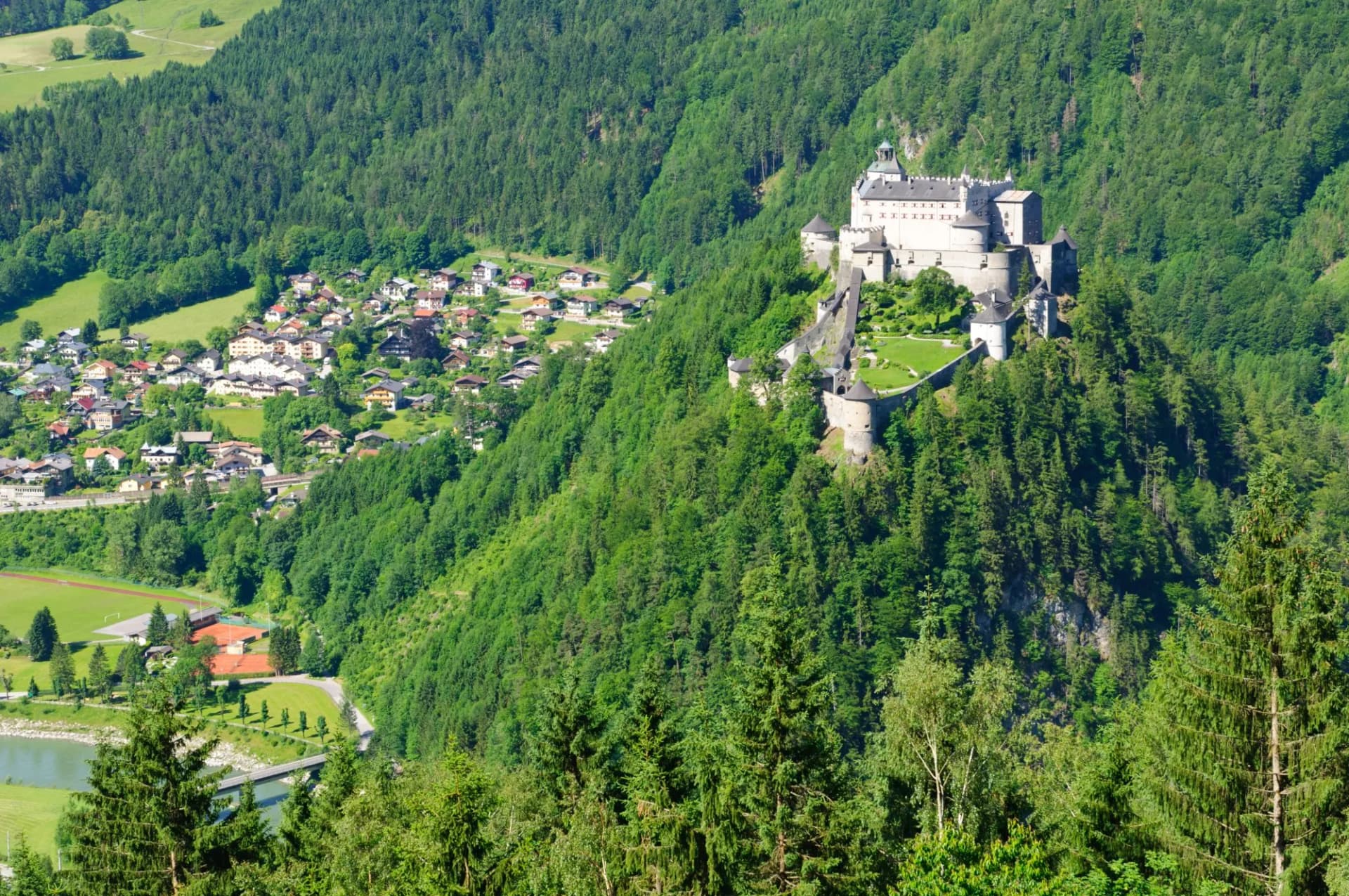 Burg Hohenwerfen and the Town of Werfen in Austria