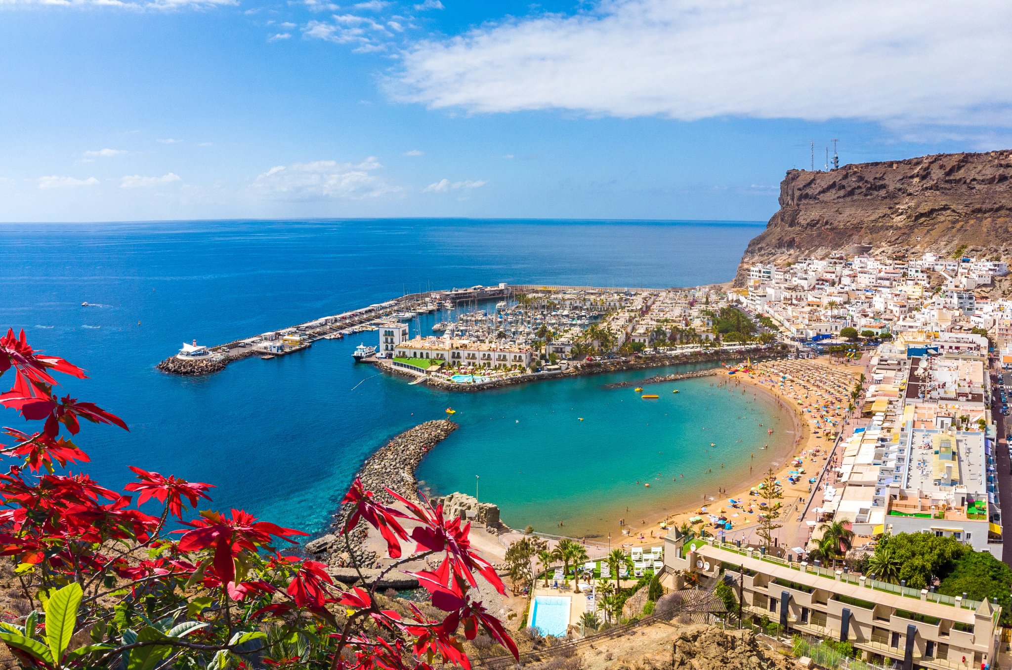 Landskap med Puerto de Mogan, Gran Canaria ö, Spanien
