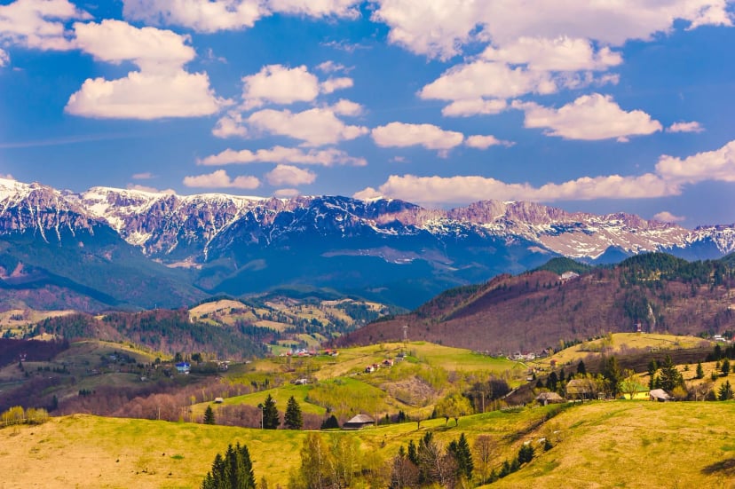 landscape with bucegi mountains in Romania