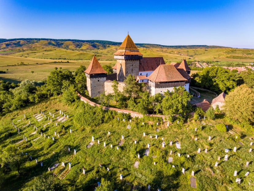 Viscri Fortified Medieval Saxon Church in the village of Viscri, Transylvania, Romania built as a stronghold fortification by the Saxons in Transylvania