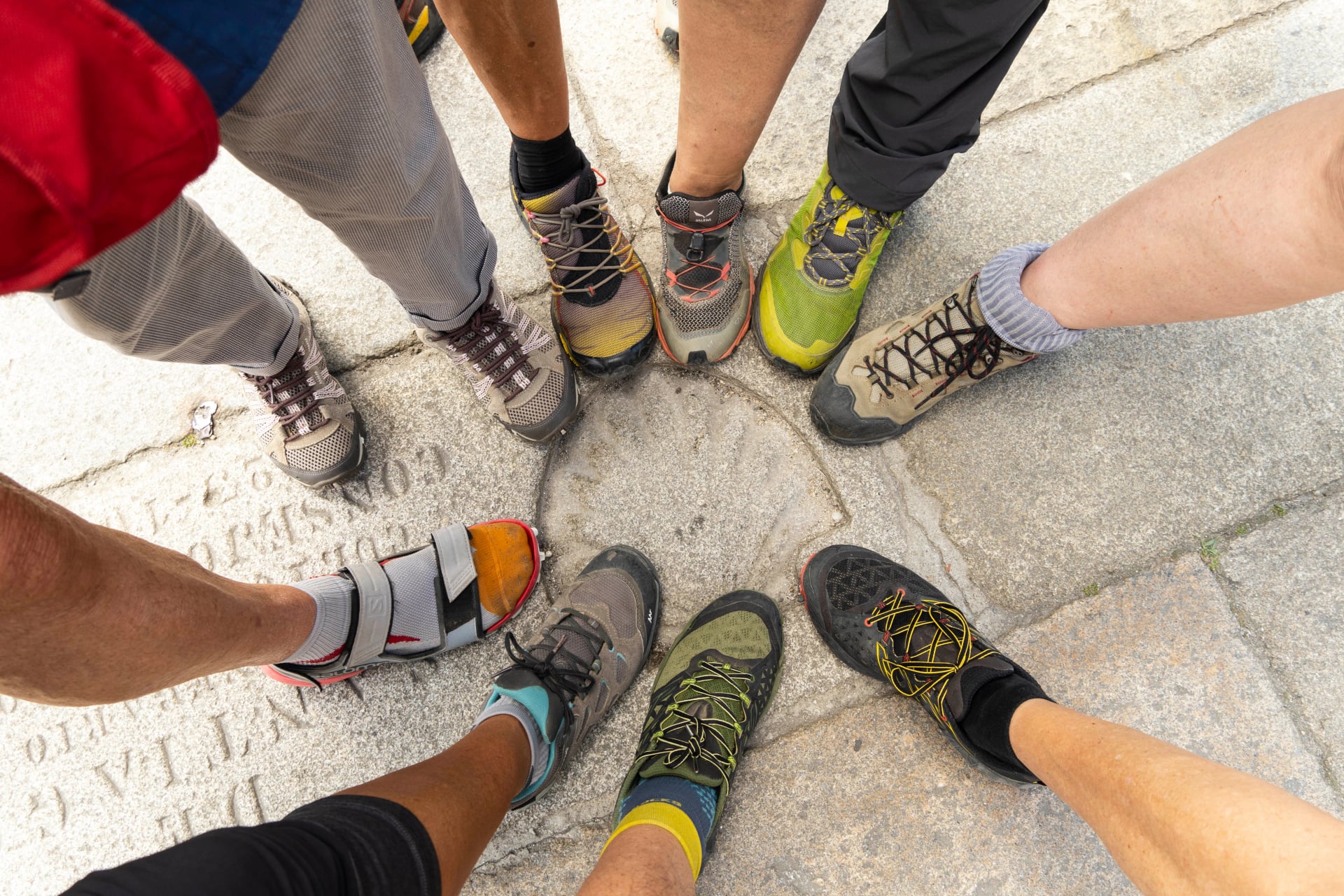 Santiago de Compostela, pilgrims on a trekking trip
