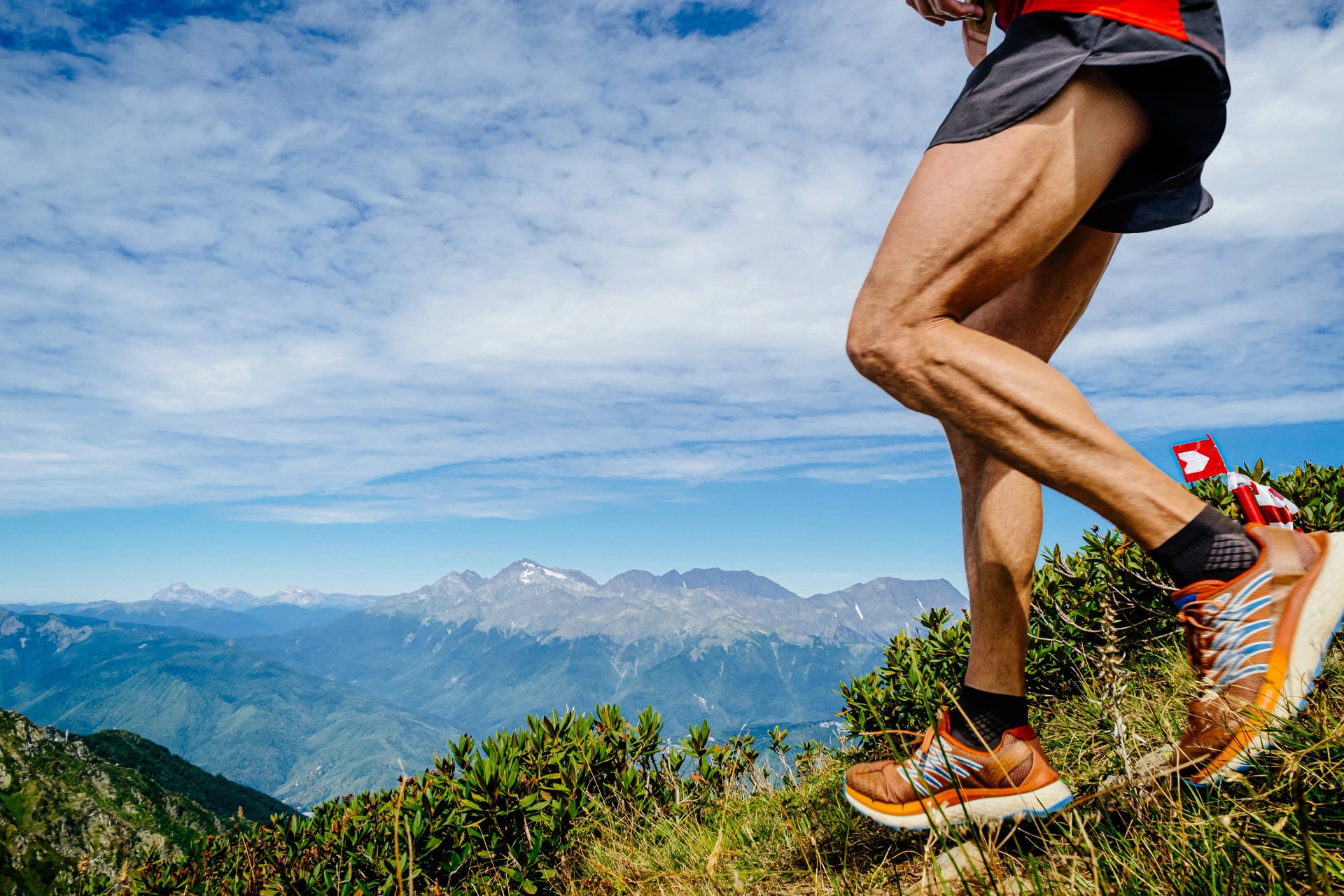 legs male runner run down mountain race
