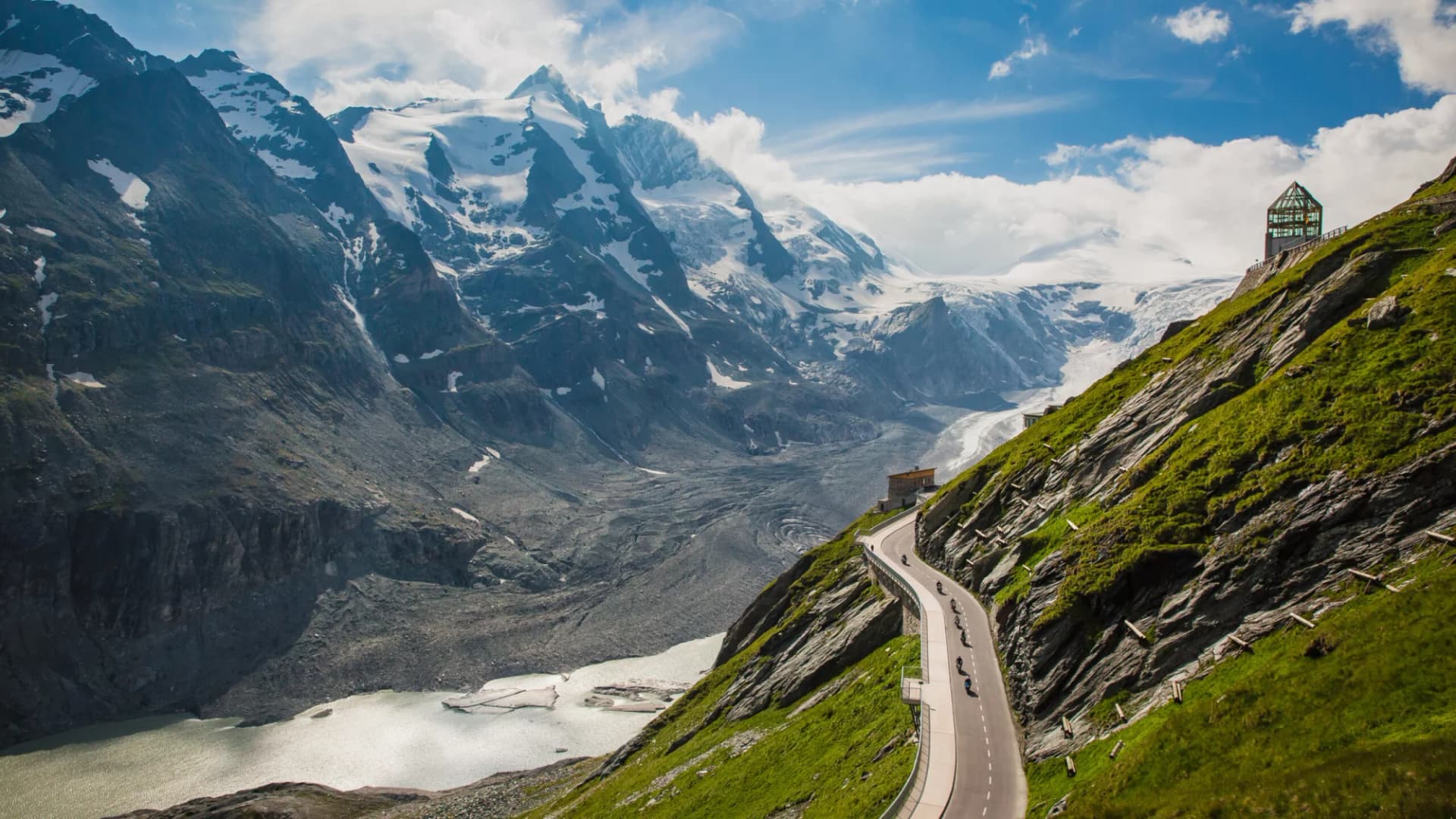 Austrian Alps mountain range with Grossglockner peak in the summer