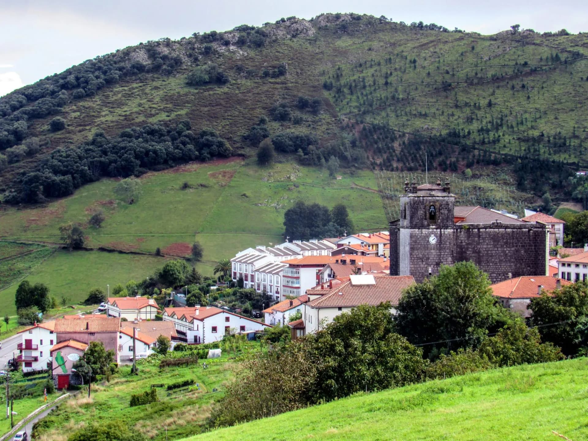 Cityscape of the small town of Markina, Basque Country, pilgrimage route Saint James Way, Northern coast of Spain