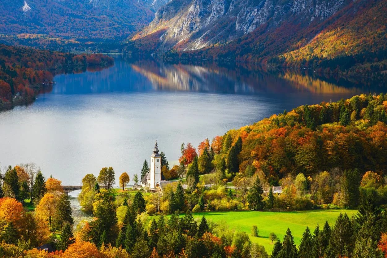 panoramic view of bohinj lake