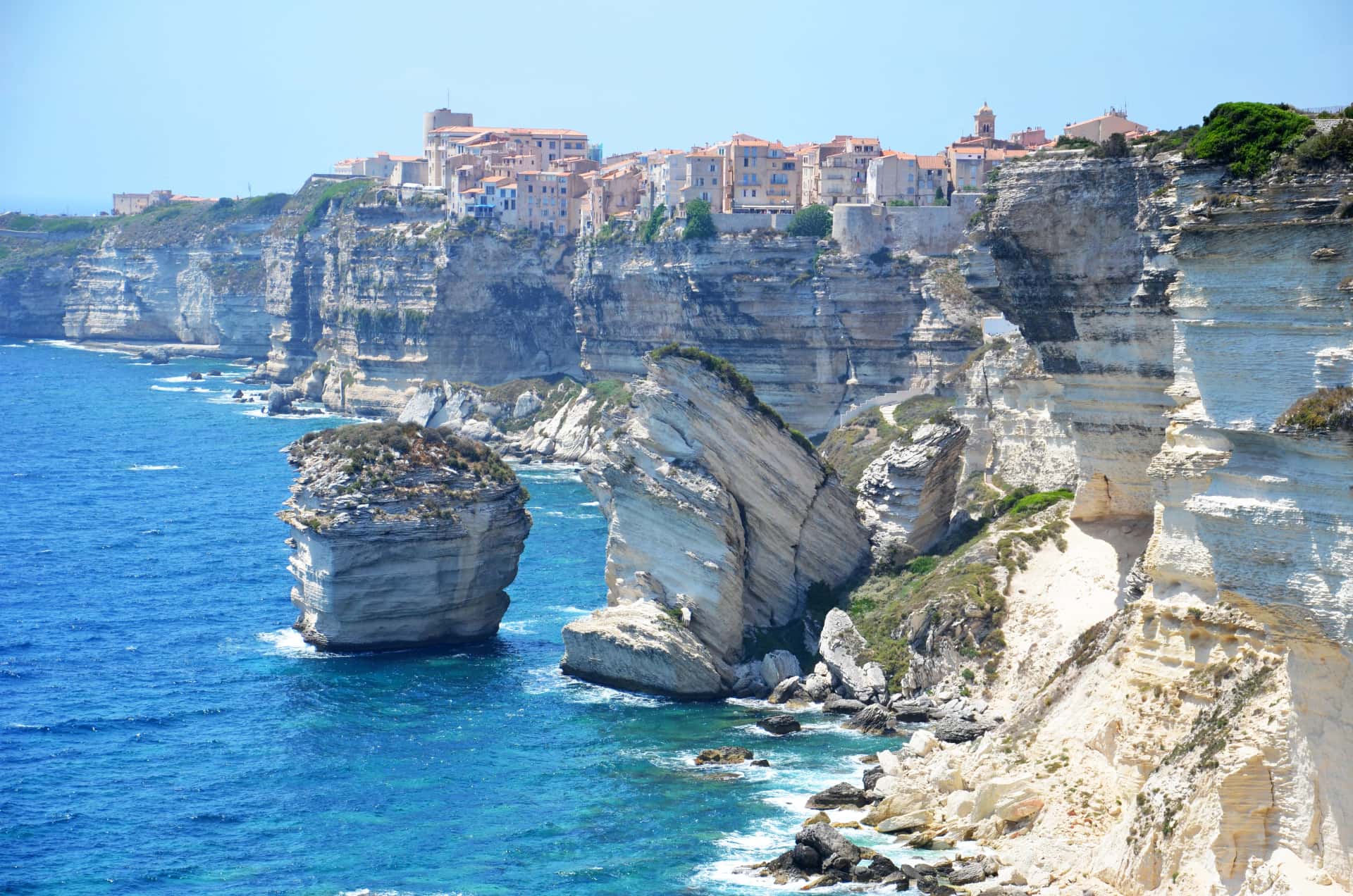 Corsican village of Bonifacio on the cliff side