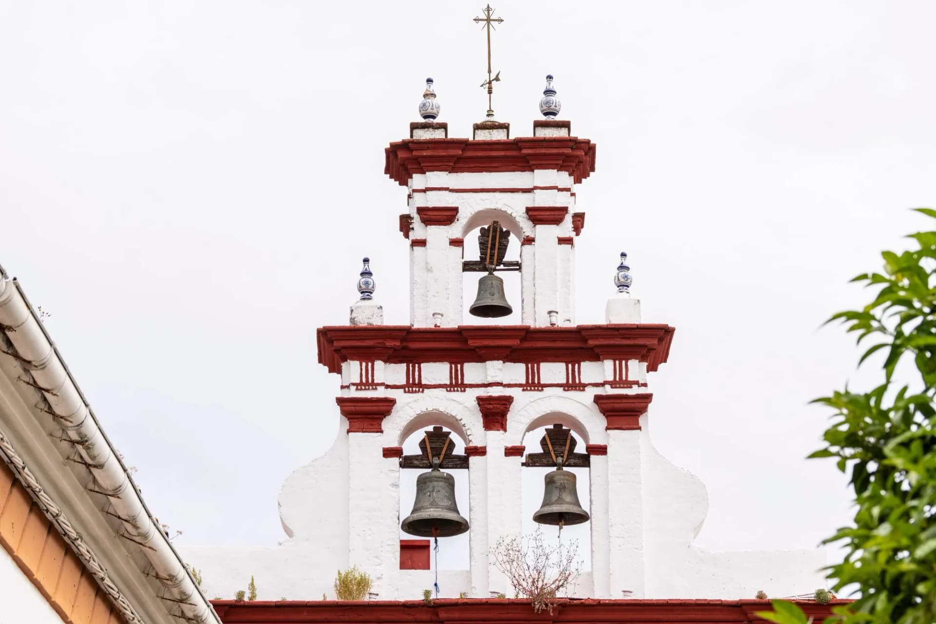 bell tower of the Chapel of the Holy Trinity, baroque building, late 18th century, Town Hall square, Almonaster la Real , Huelva, Andalusia, Spain