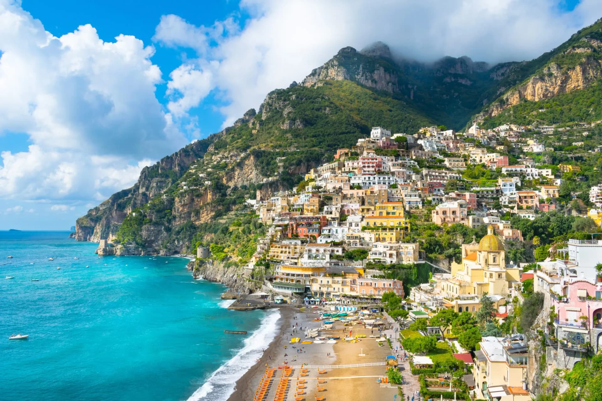 Beautiful view of Positano city in Amalfi Coast, Italy