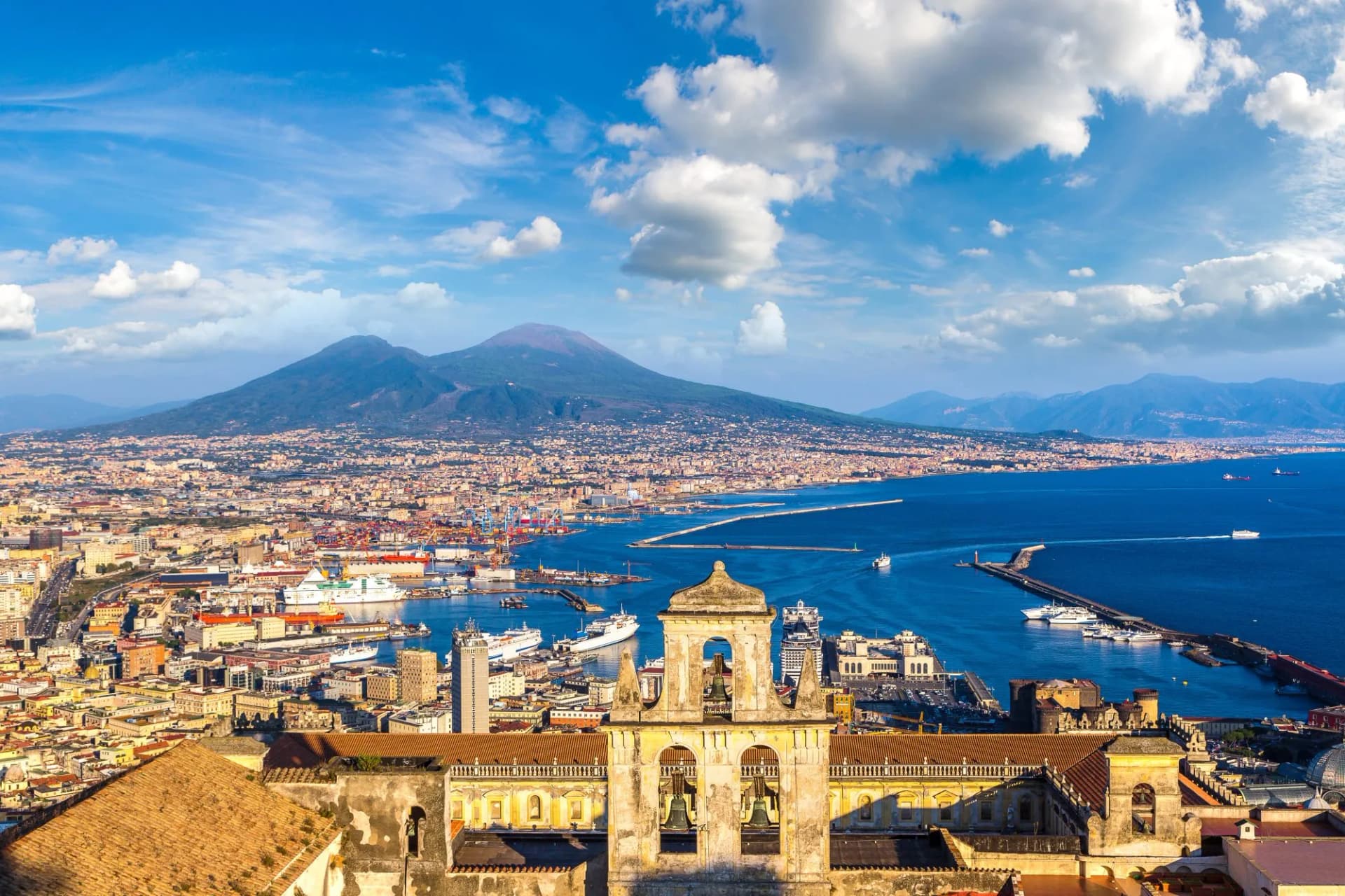 Napoli and mount Vesuvius in Italy