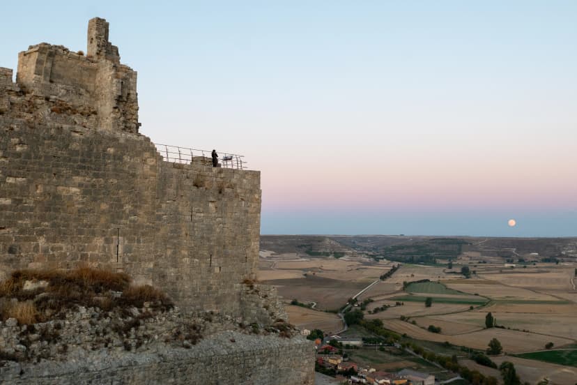 Panorama of the medieval castle of Castrojeriz built in the municipality of Castrojeriz in the 13th century, in Burgos in October 2024.