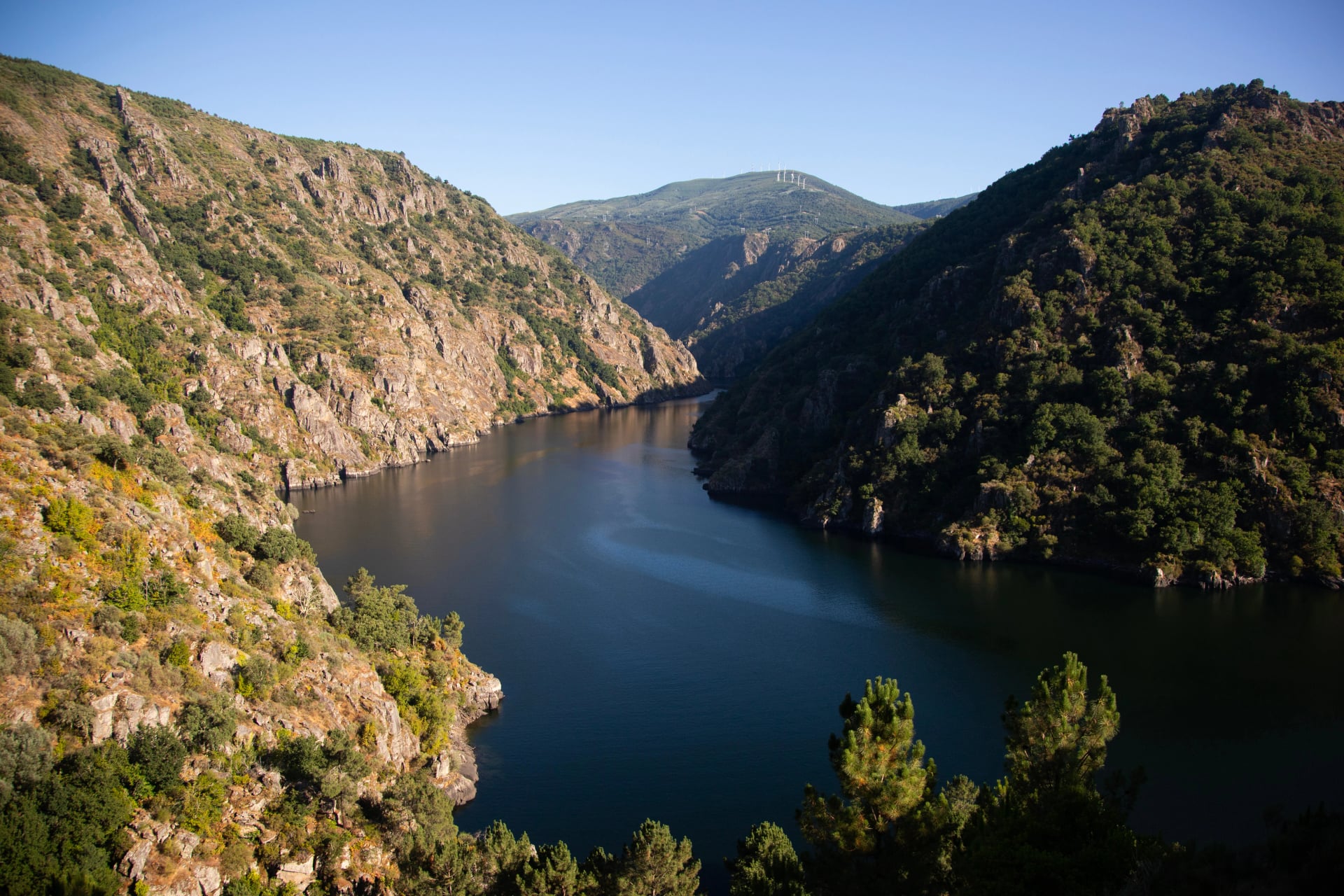 Views of the banks of the Sil Canyon in the Ribeira Sacra from the Souto Chao viewpoint (Galicia, Spain).