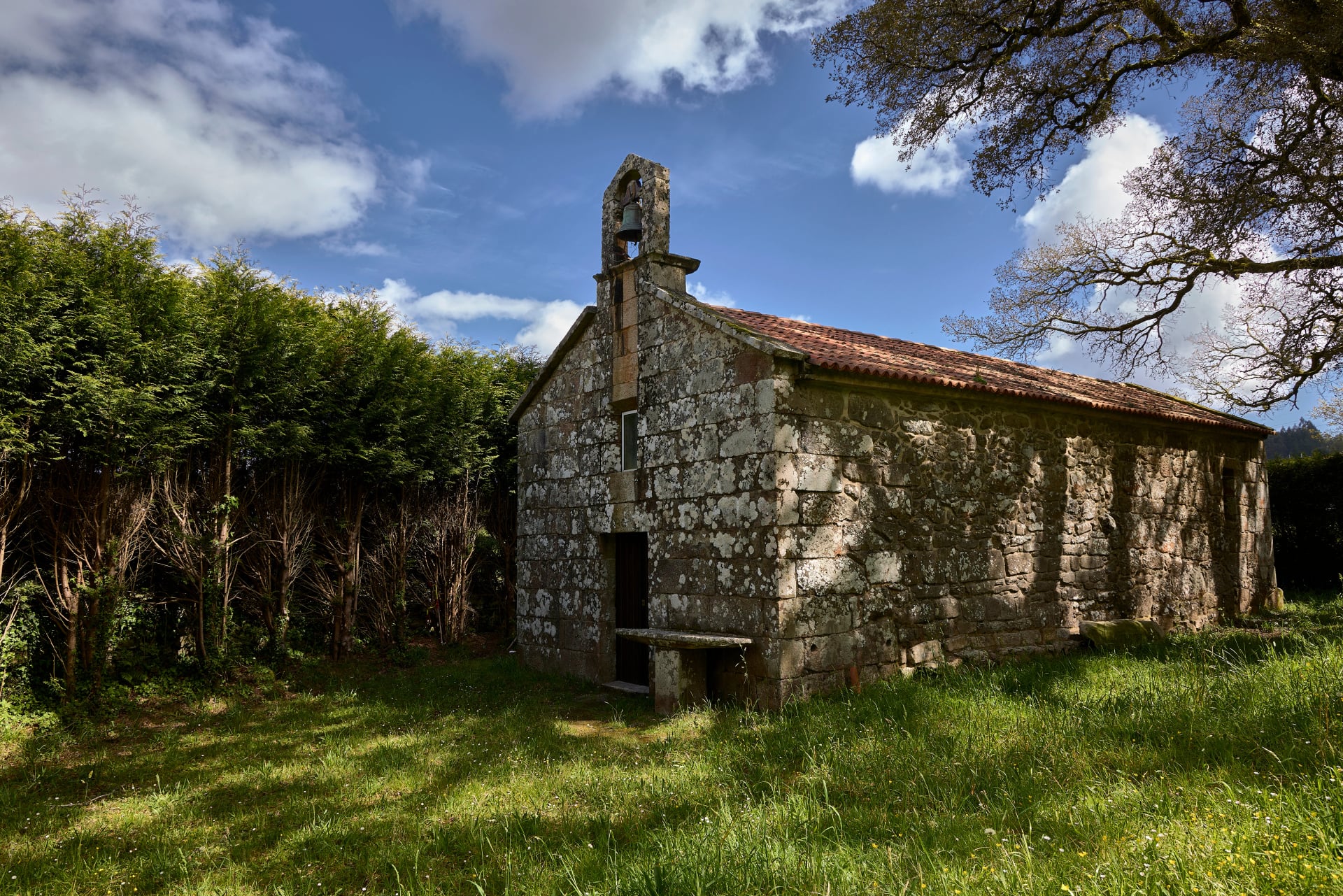 Valga (Spain), April 9, 2024. Chapel of San Mamede. It is in the parish of marters. It was built in the 5th centuries. In this place there were a Roman Ara of the first century dedicated to the god Me