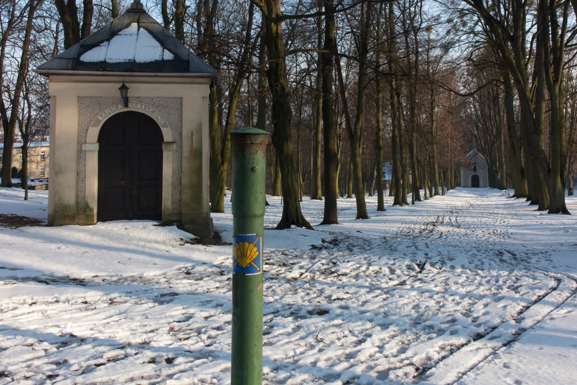 The pilgrimage route Camino de Santiago leading to the Cathedral of Santiago de Compostela in Galicia, northwest Spain, a fragment on Mount St. Anna in Poland