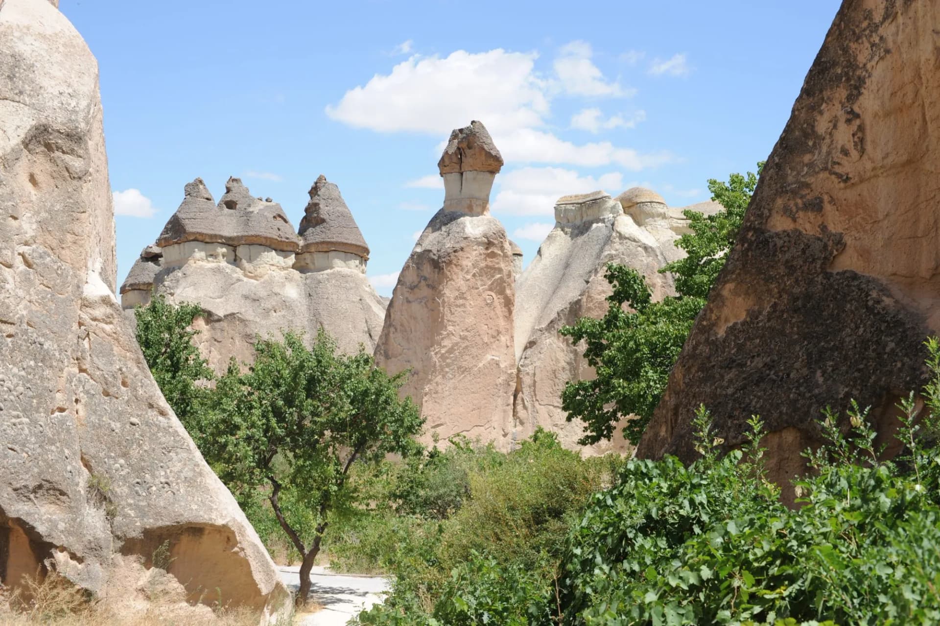Rock formations (Fairy Chimneys) in Pasabag Valley called the Valley of the Priests near Göreme, Cappadocia, Turkey (Pasabalari Müze ve Örenyeri)