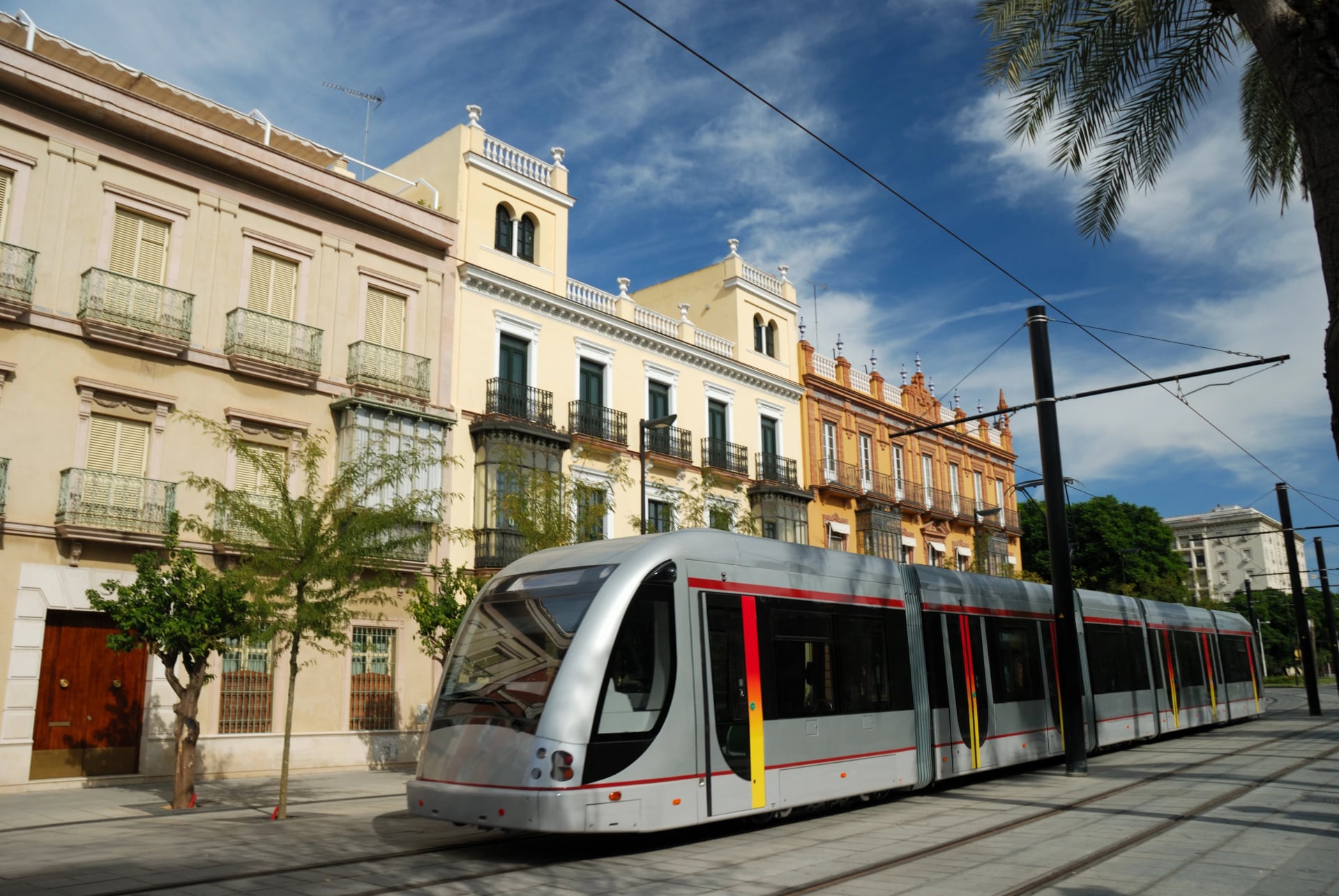 Modern urban railway in the city of Seville, Spain