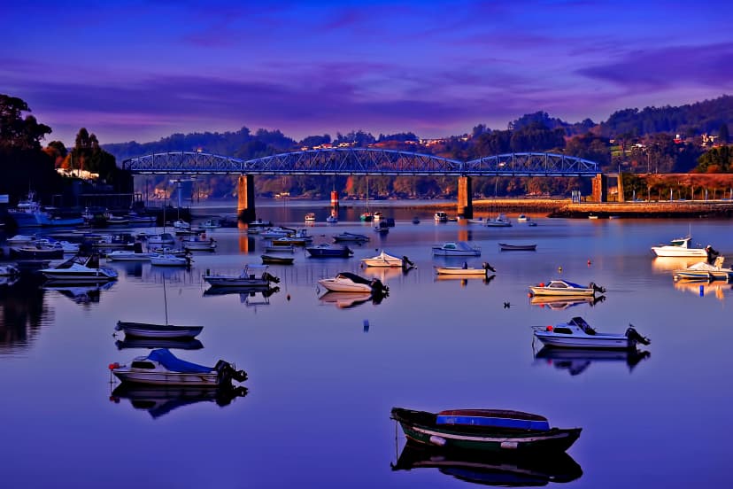 The fishing village of Pontedeume La Coruña Galicia