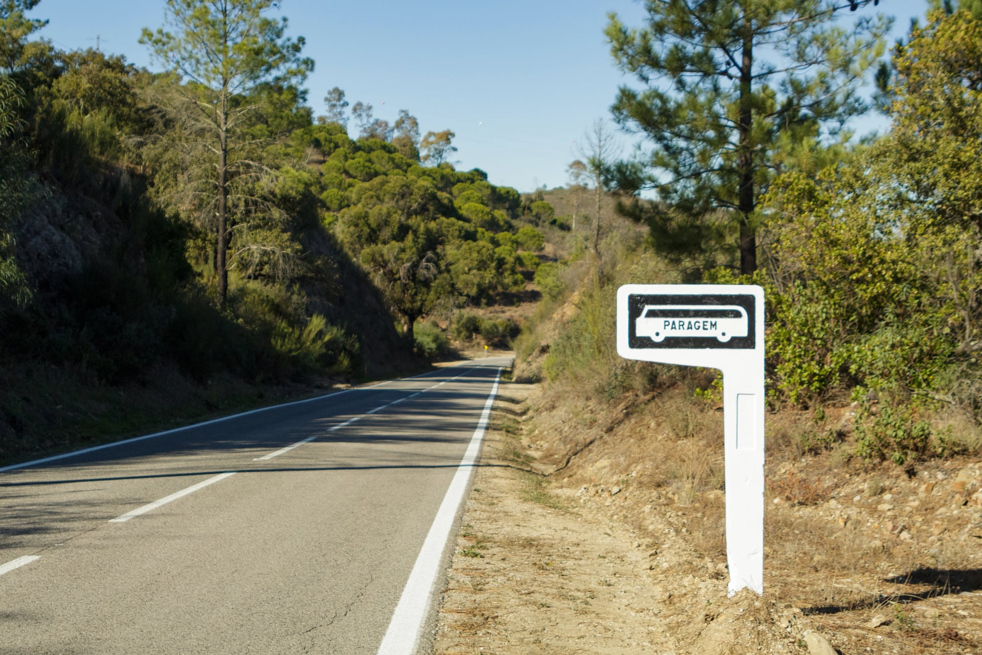 Rural bus stop in Portugal