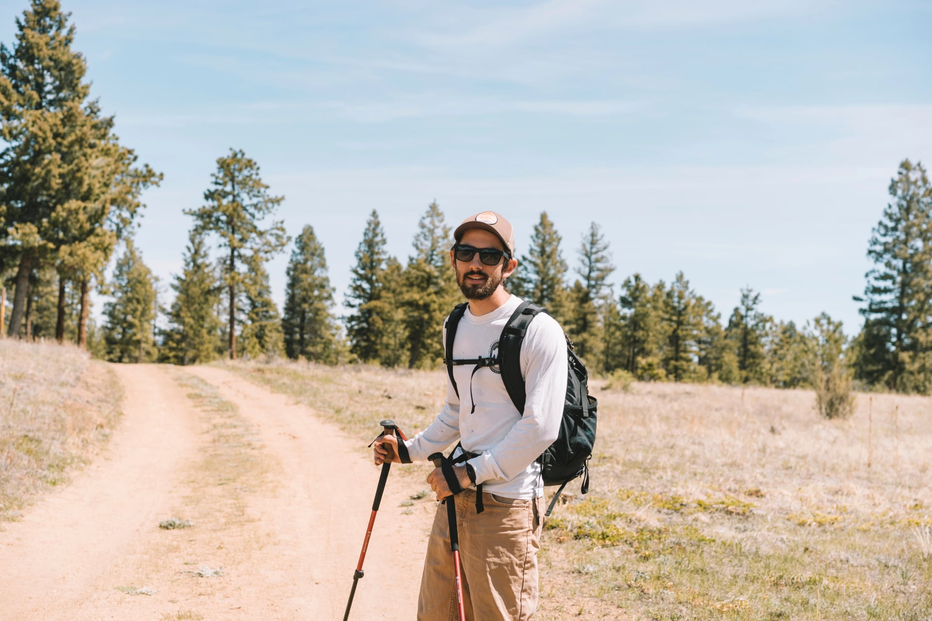 young man hiking in the mountains