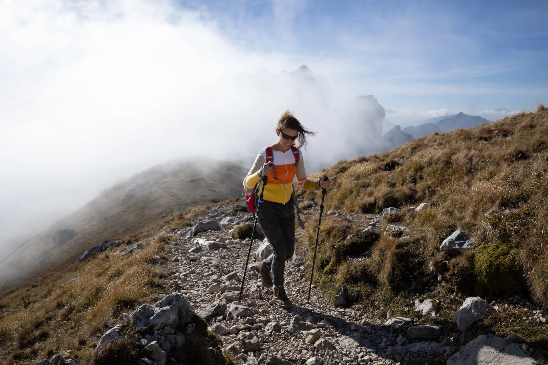 Beautiful Hiking Day for an Adult Woman Hiker in Julian Alps Slovenia