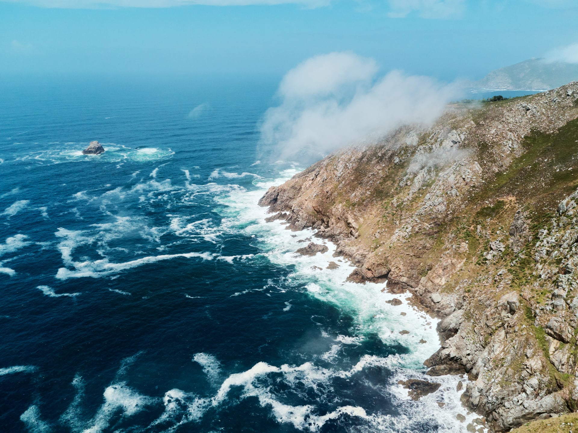 Aerial View of Centolo and Facho Mountain in Finisterre Spain
