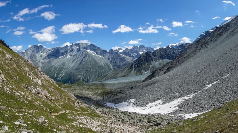 Walker's Haute Route from Cabane de Prafleuri to Arolla over Pas de Chevres high pass.