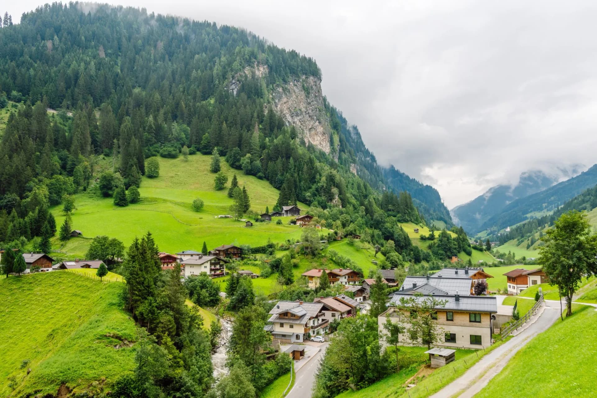 View of the mountain village of Hüttschlag in the Grossarltal, Austria.