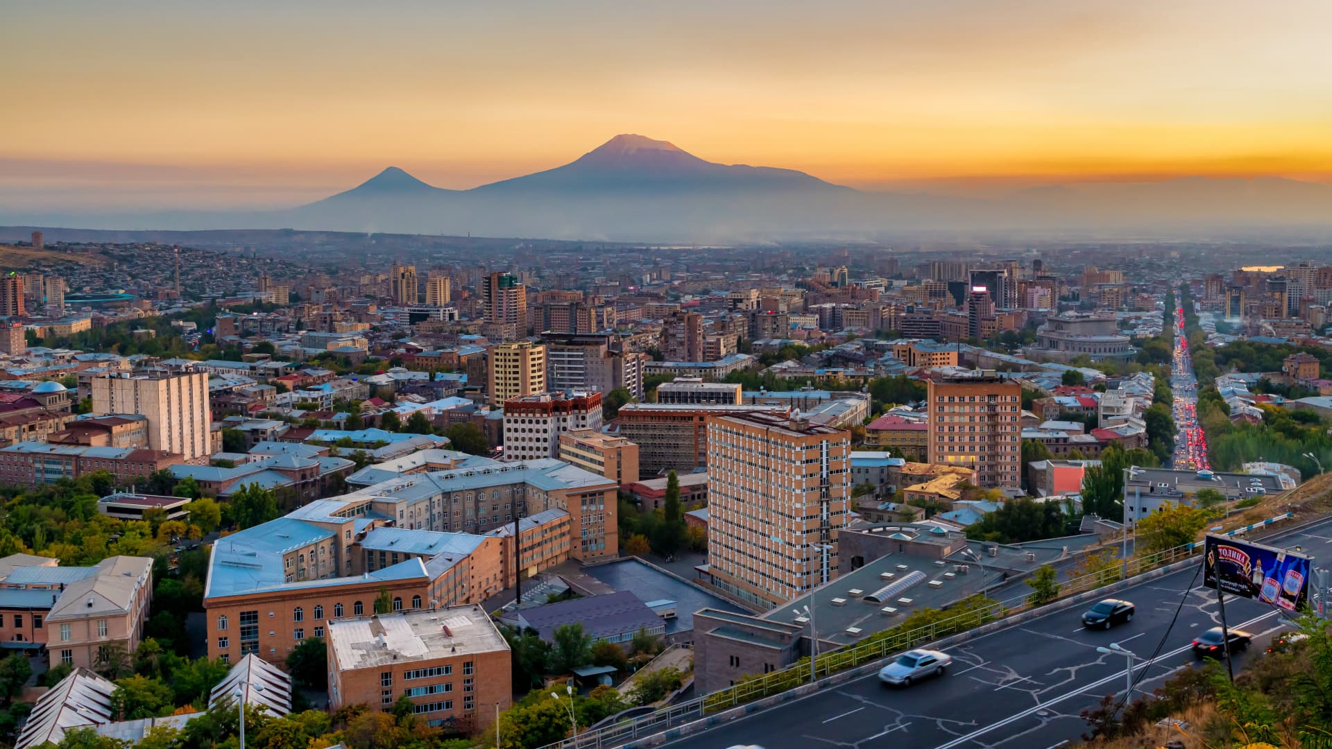 Beautiful shot of the city of Yerevan in Armenia