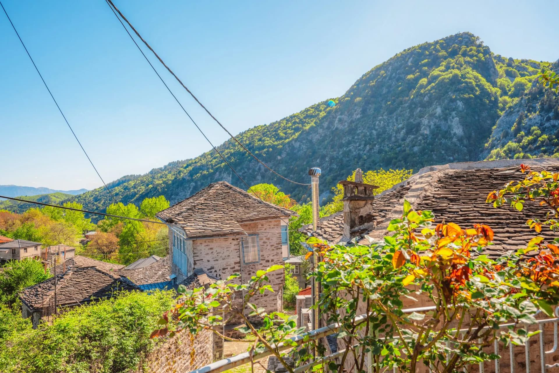 Traditionally houses in the mountains village of Tsepelovo,, Zagori, Greece, near vikos george