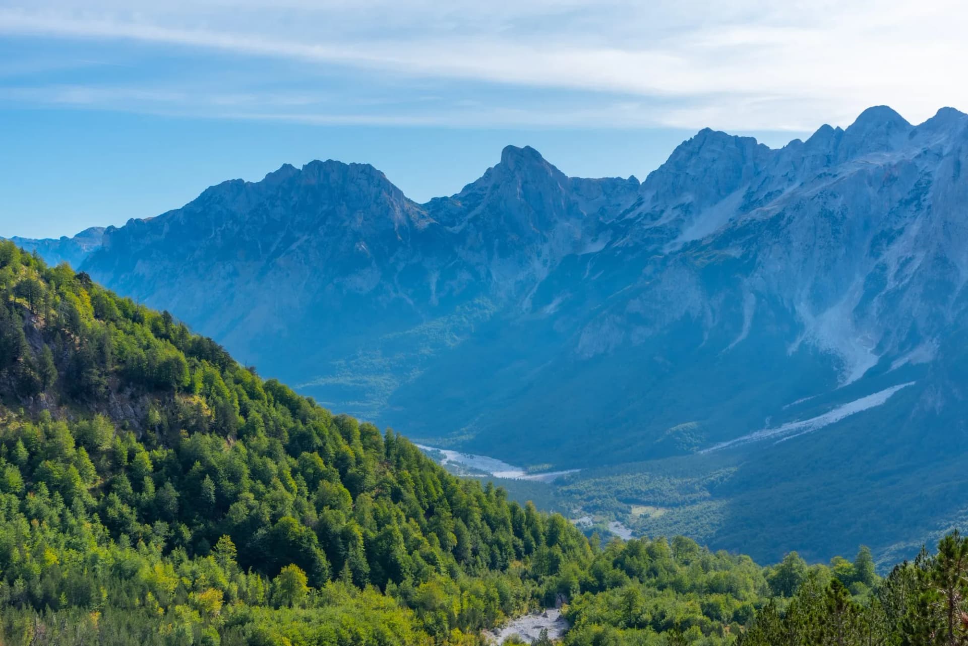 Aerial view of Valbona valley in Albania