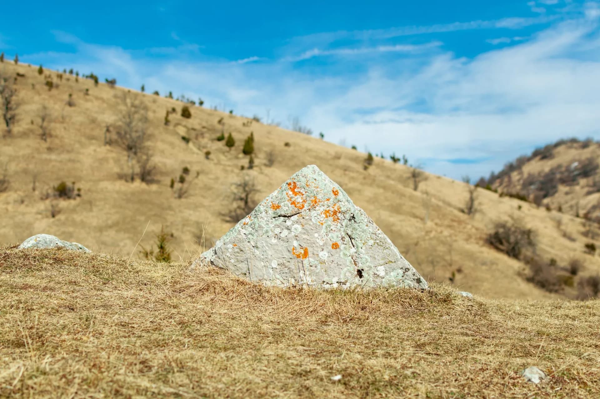 Abandoned ancient necropolis near a mountain village Umoljani. Tombstone called "stećak" was mostly built by Bosniak people of Bosnia and Herzegovina from 10th to 15th century AD.