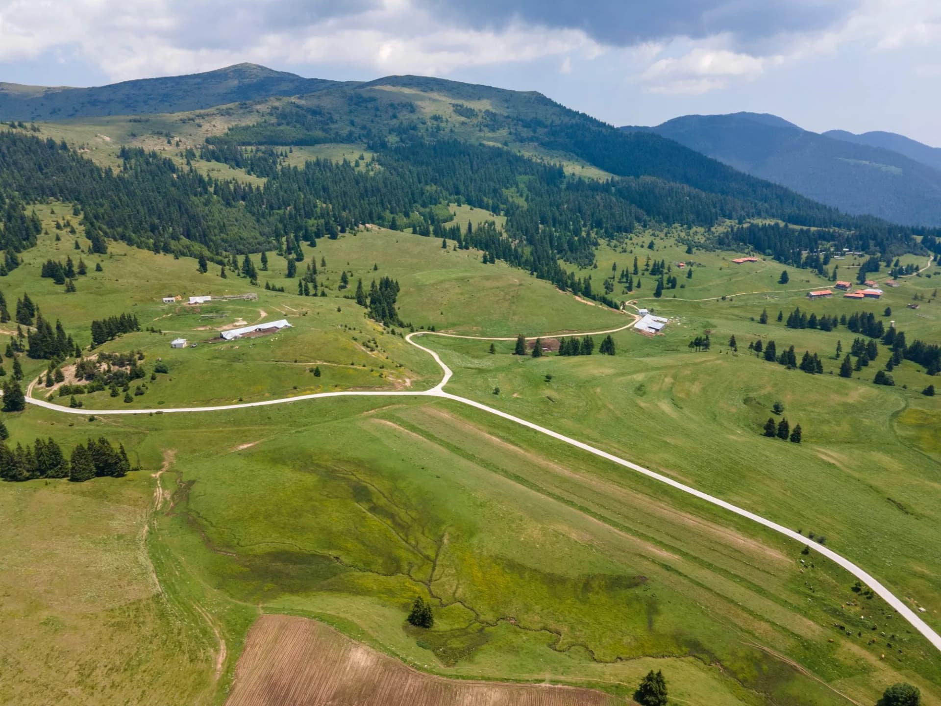 Aerial view of Rila mountain near Belmeken Dam, Bulgaria