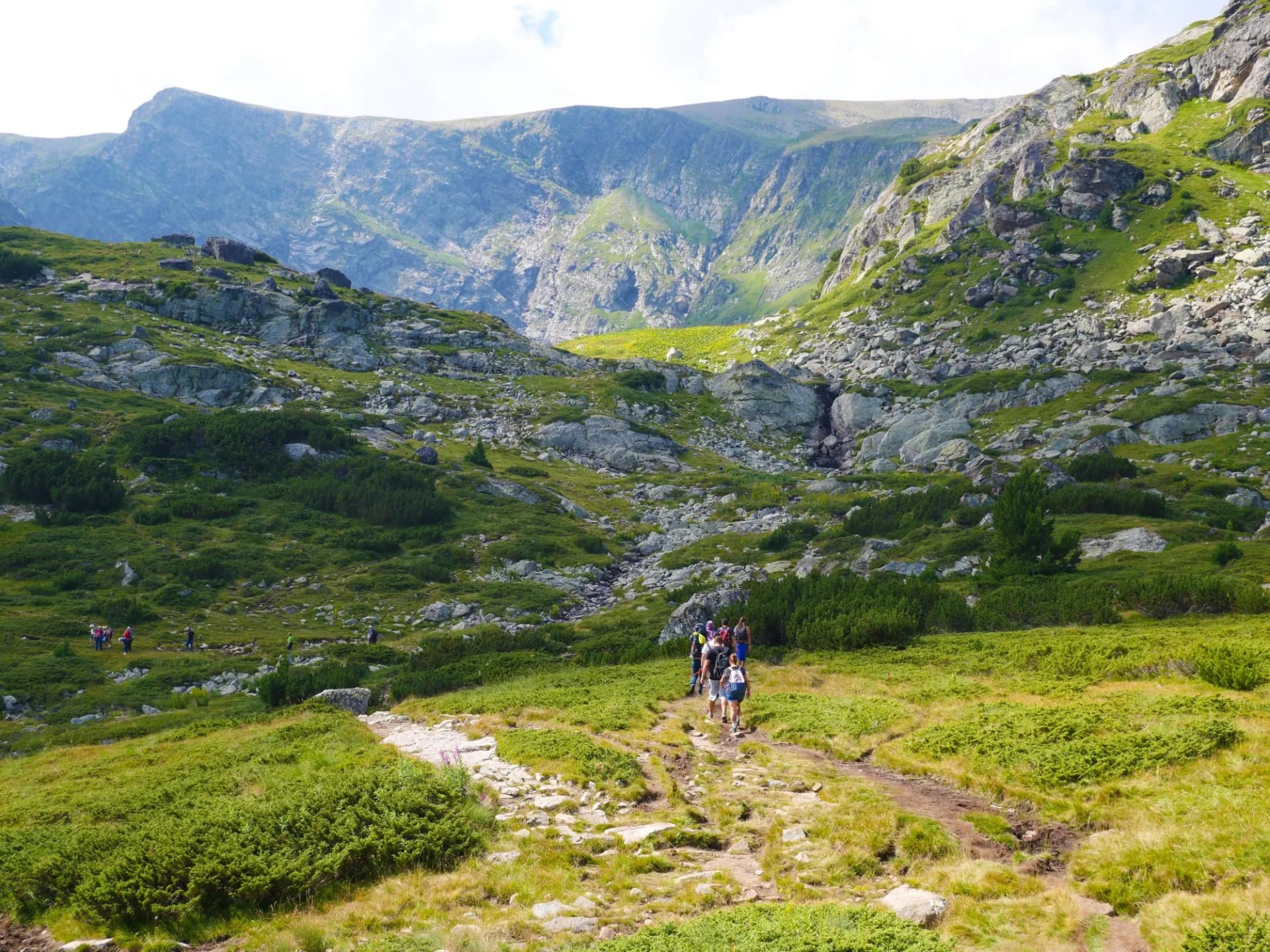 Hikers in Rila mountain, Bulgaria