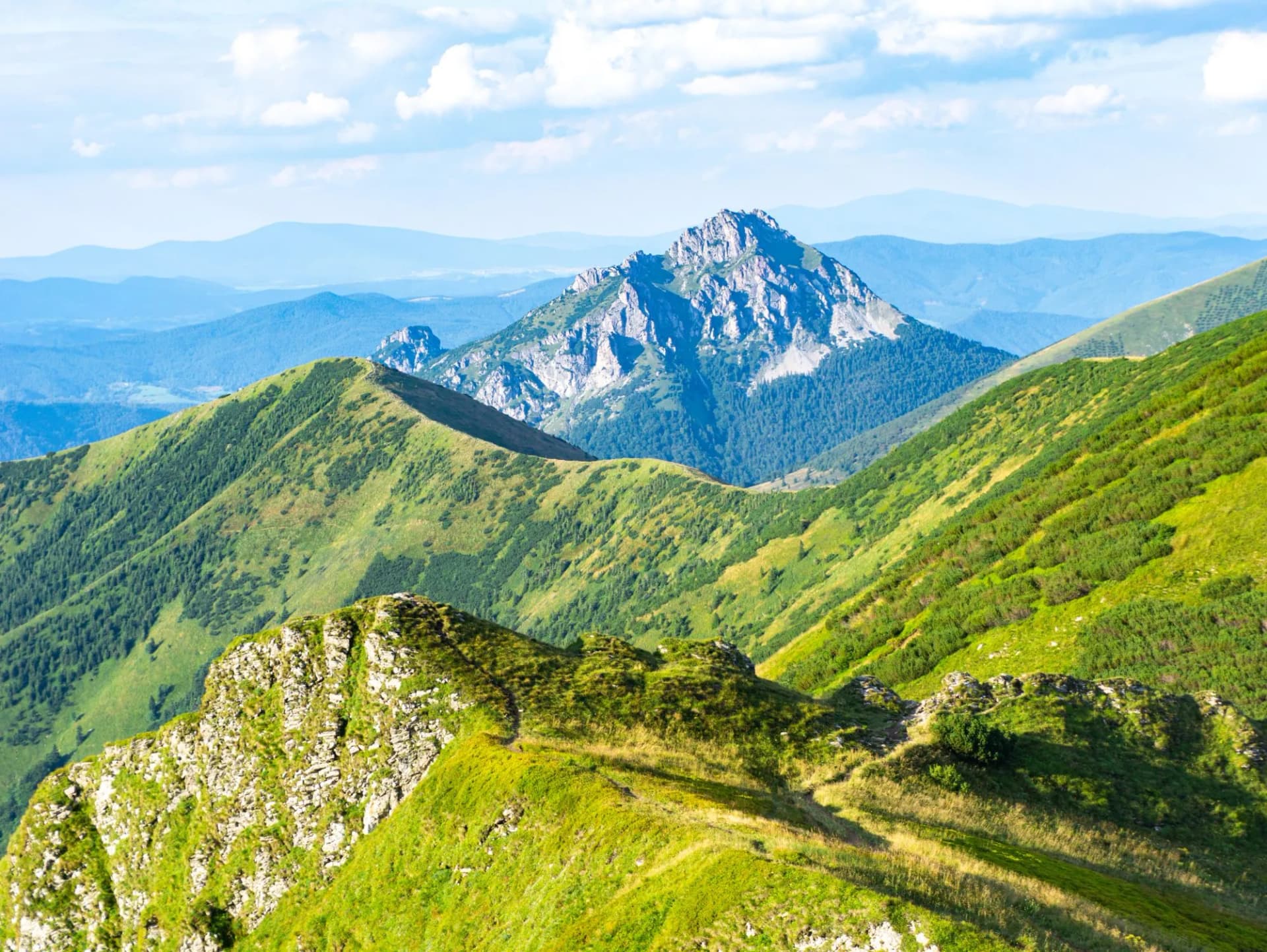 Beautiful view of the mountains on a sunny day in the summer. Western Carpathians, Slovakia, Little Fatra.