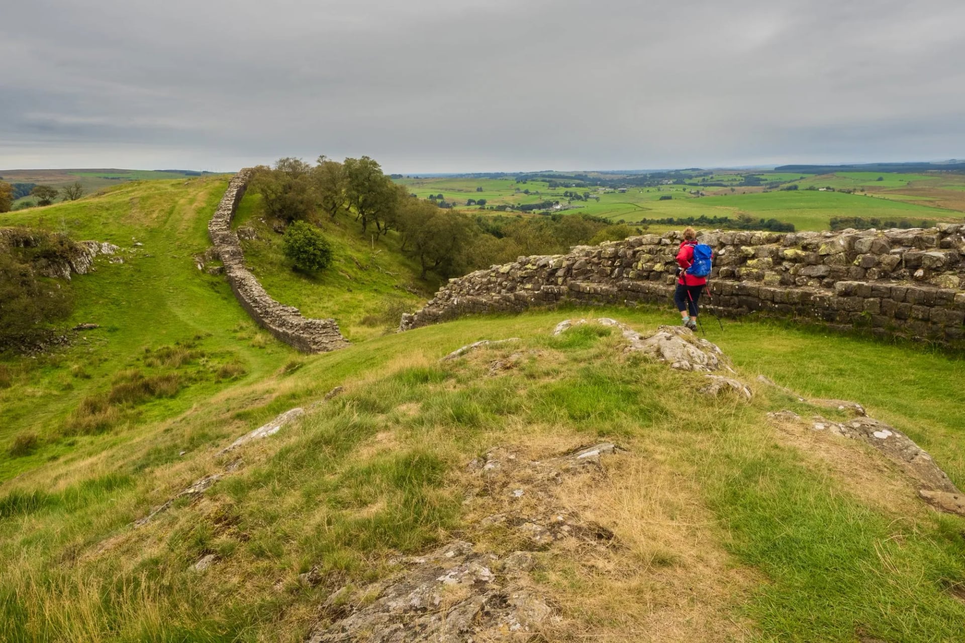Peel Crags above Once Brewed on Hadrian's Wall Walk