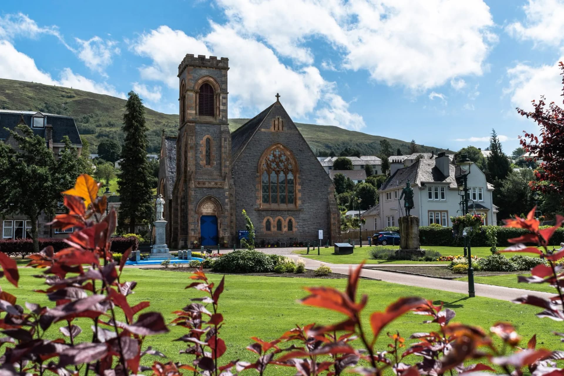 Duncansburg Church on a sunny day in Fort William in the Highlands of Scotland.