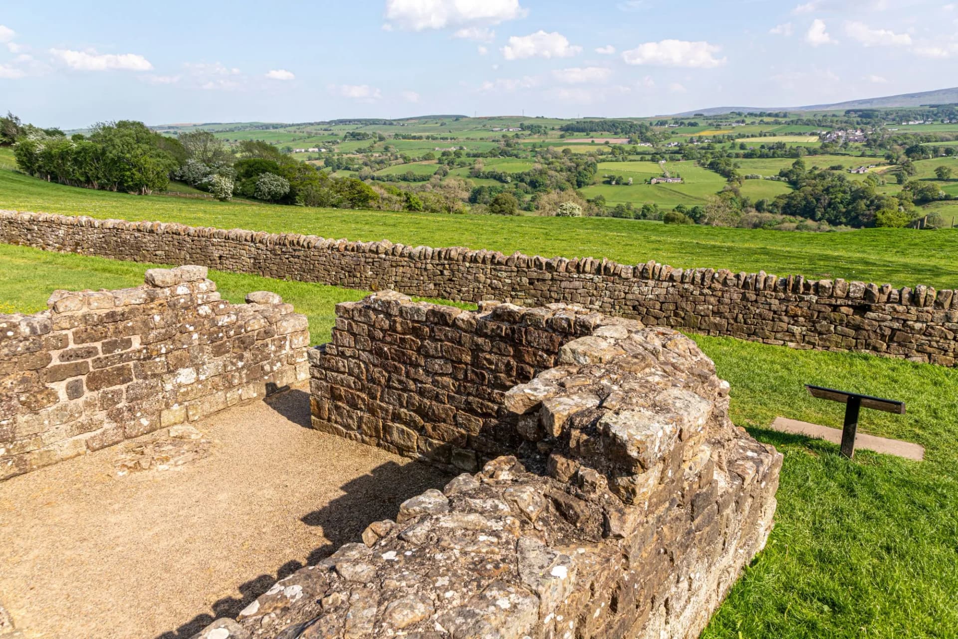 Looking across the valley of the River Irthing from Banks East Turret on Hadrians Wall near Lanercost, Brampton, Cumbria UK