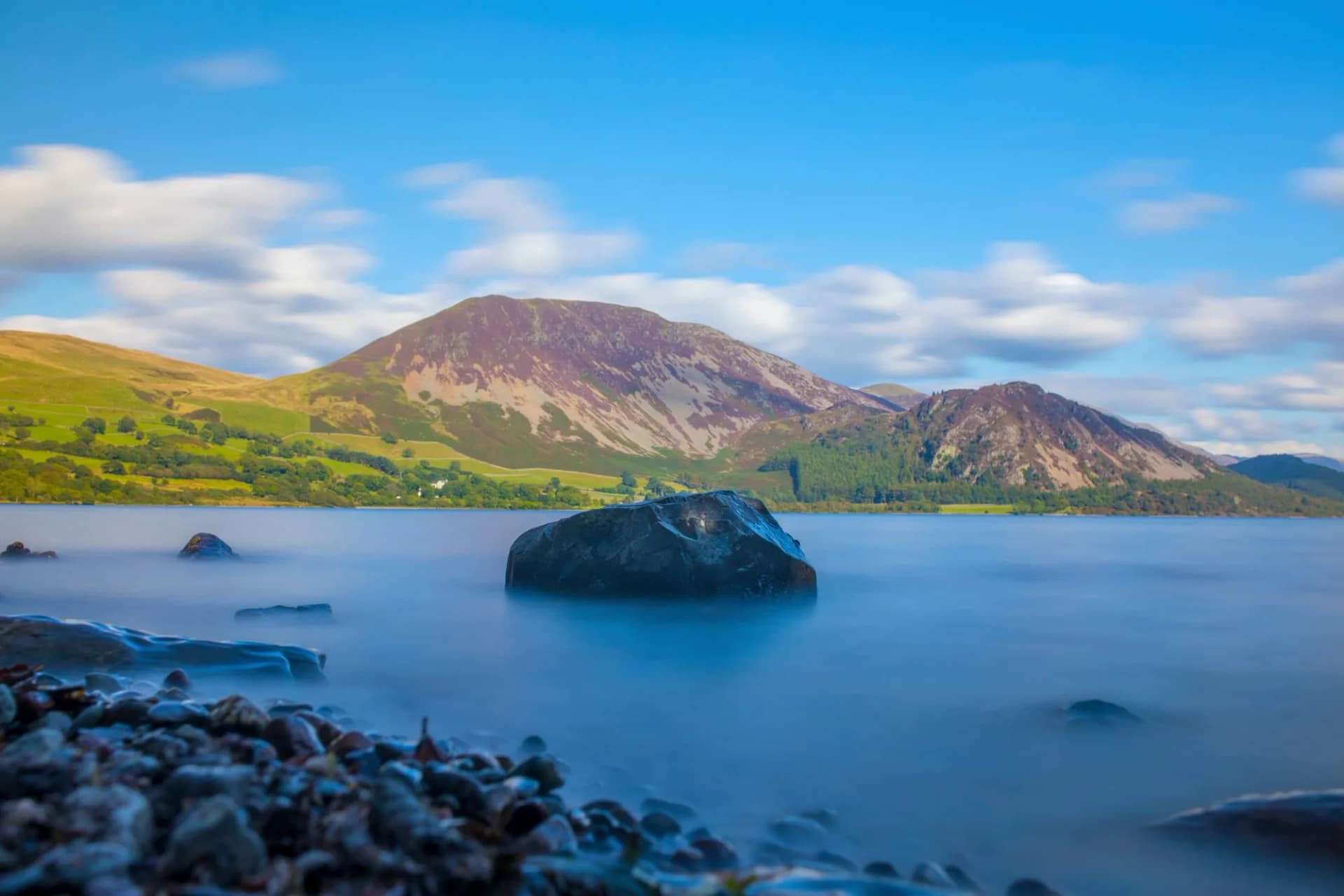 Sunlight on Ennerdale Water, Cumbria, the Lake District, England in the UK