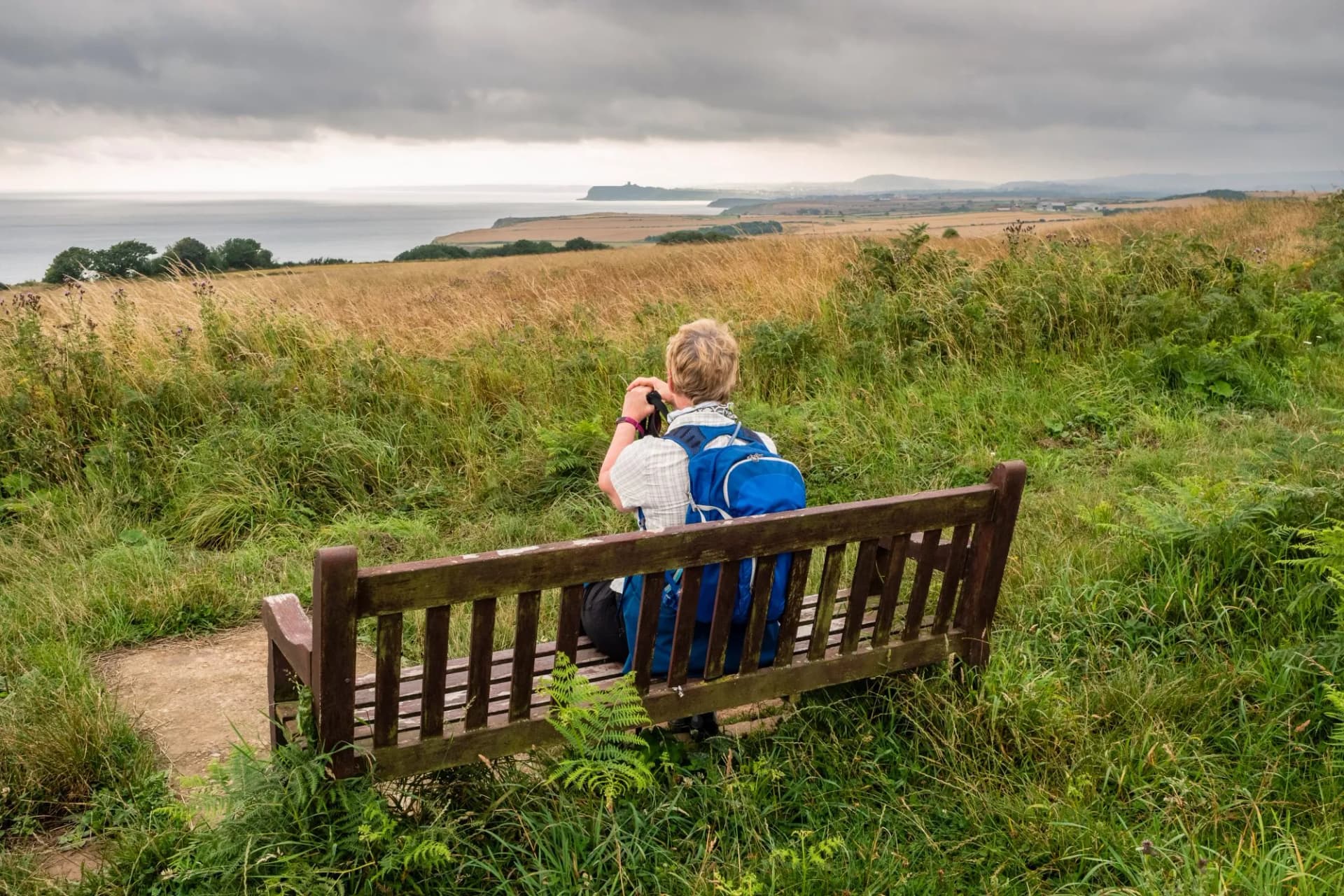 Walking on the Cleveland Way between Robin Hoods Bay and Cloughton in North Yorkshire