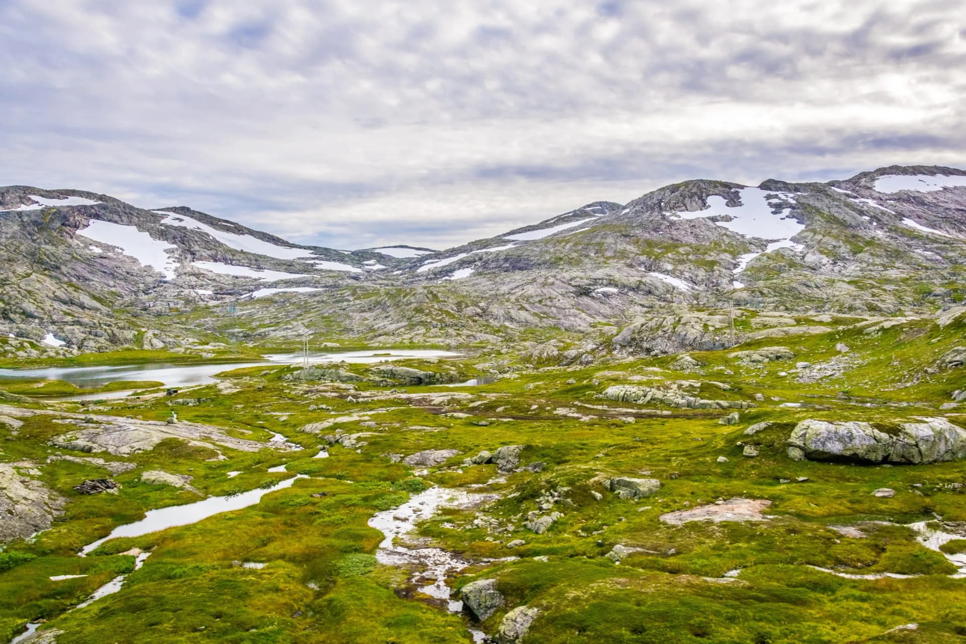 view of nature near Finse along the most scenical railway track in norway between Oslo and Bergen