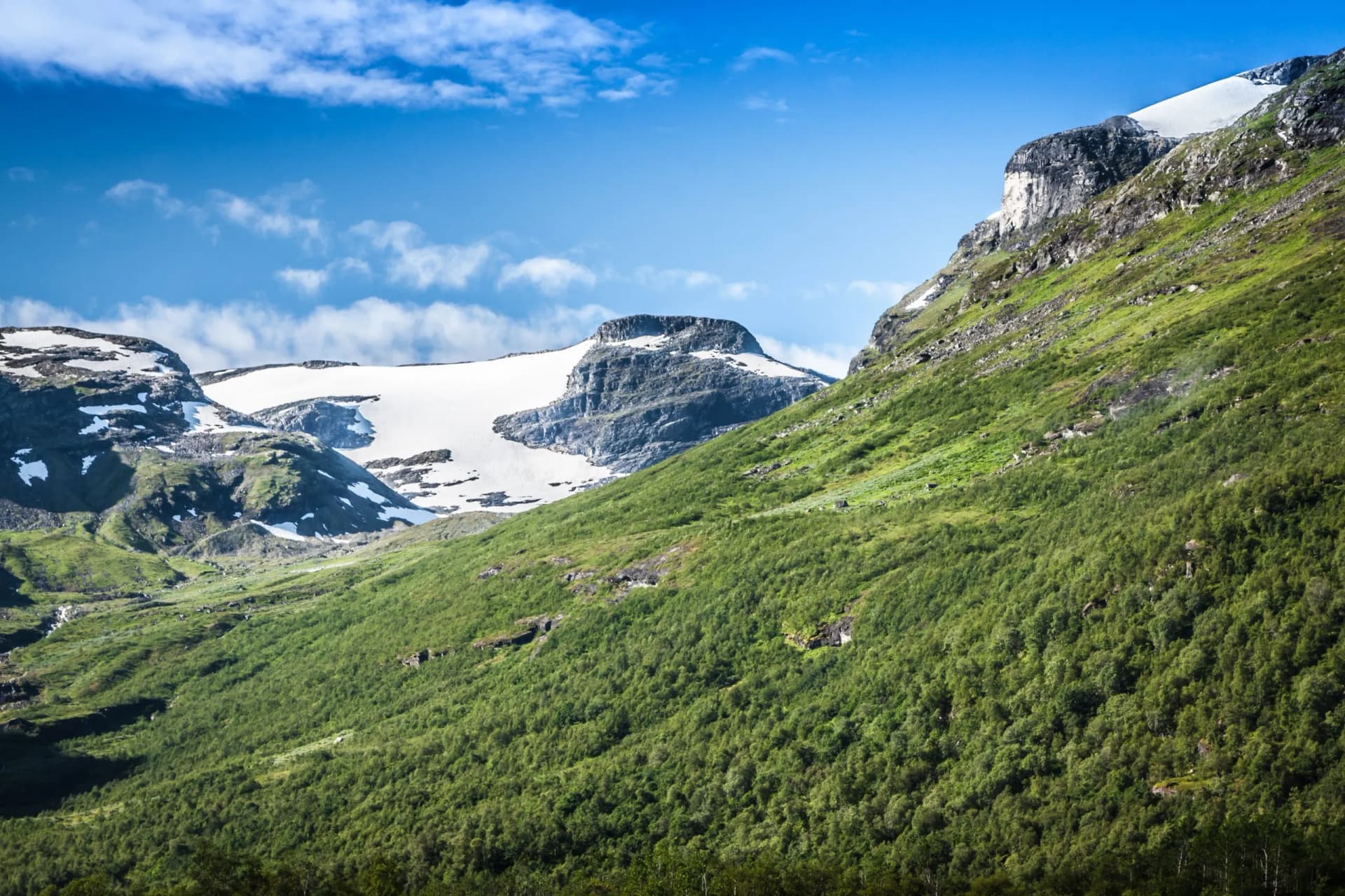 Mountain scenery in Jotunheimen National Park in Norway