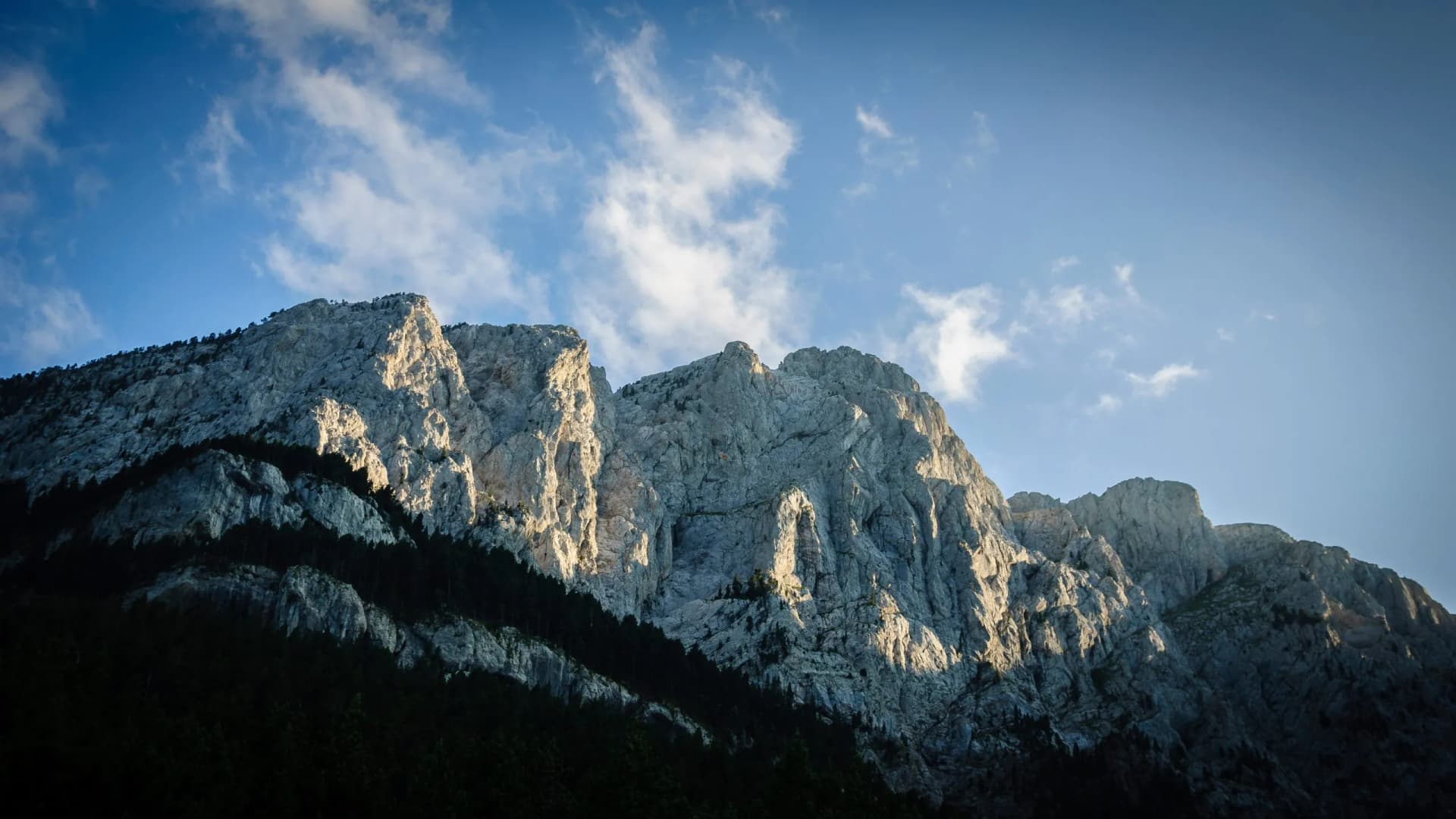 Pedraforca north face seen from the Lluís Estasen mountain hut in a summer sunset (Barcelona province, Catalonia, Spain, Pyrenees)